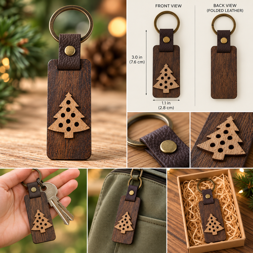 Christmas Tree — Handcrafted Wood Keychain