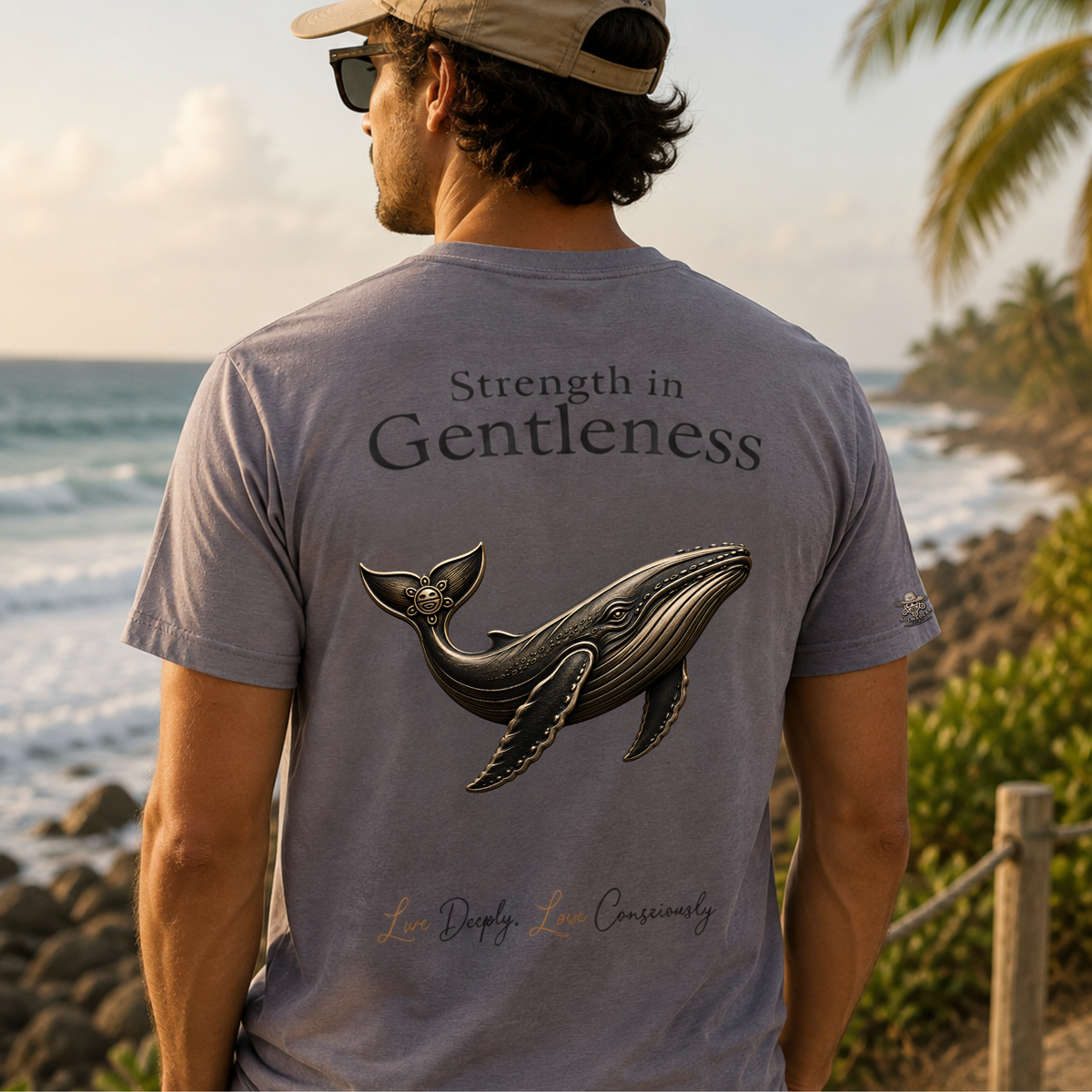 Strength in Gentleness — Whale Cotton T-Shirt