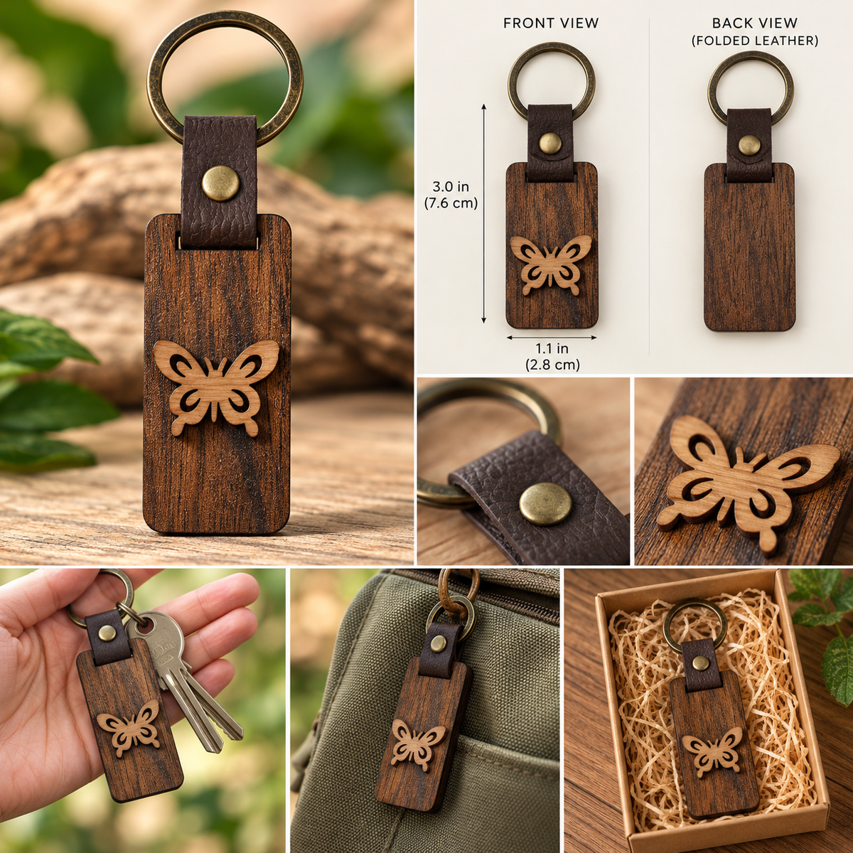 Becoming — Butterfly Handcrafted Wood Keychain