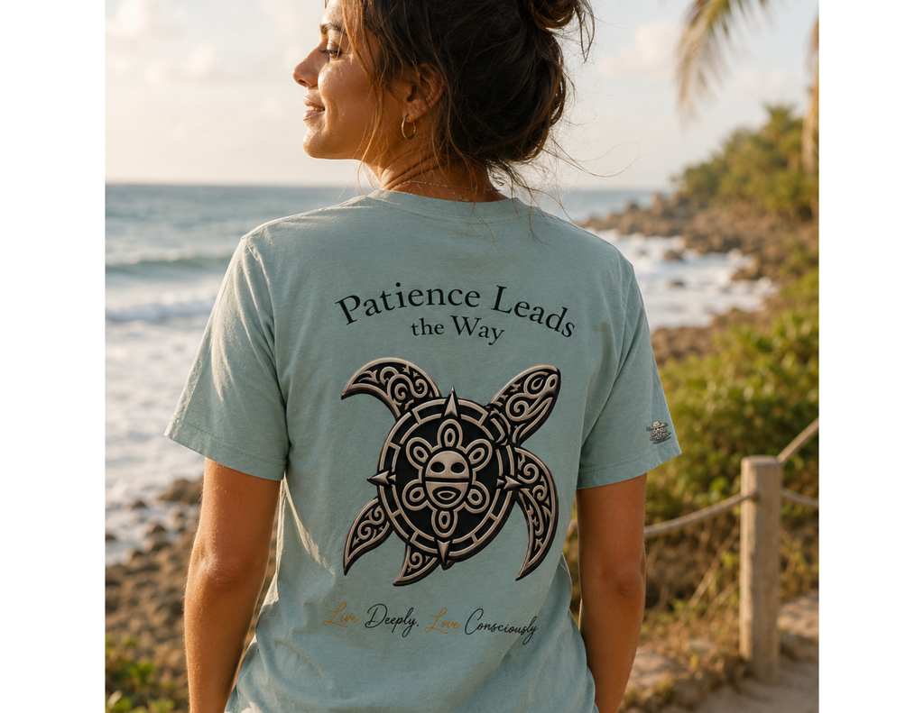 Patience Leads the Way — Sea Turtle Cotton T-Shirt