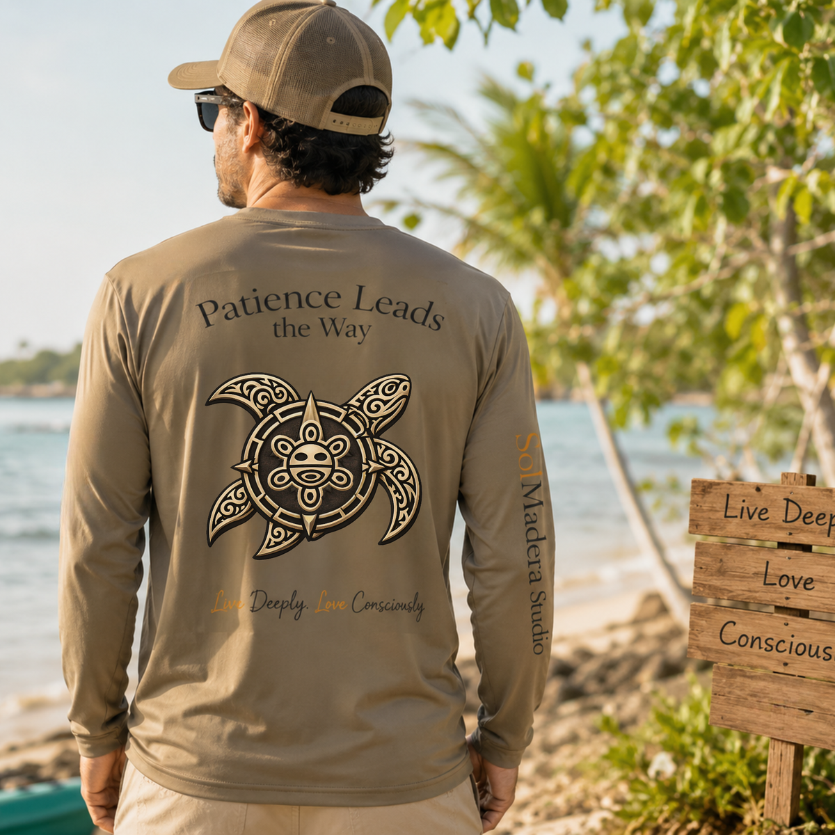 Patience Leads the Way — Sea Turtle Performance Long Sleeve Shirt