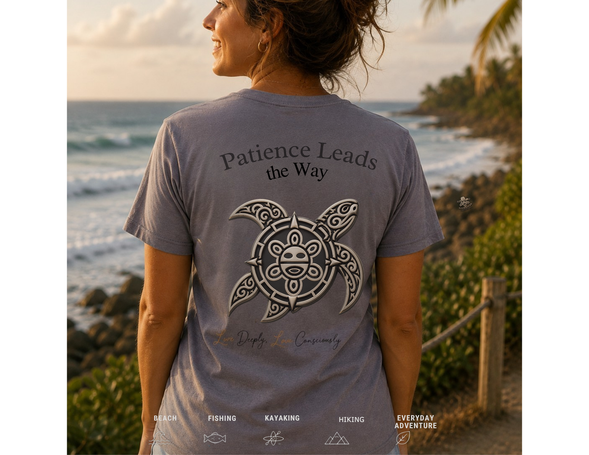 Patience Leads the Way — Sea Turtle Cotton T-Shirt
