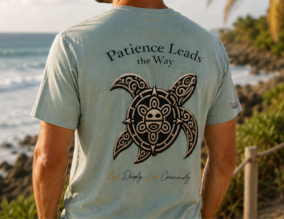 Patience Leads the Way — Sea Turtle Cotton T-Shirt